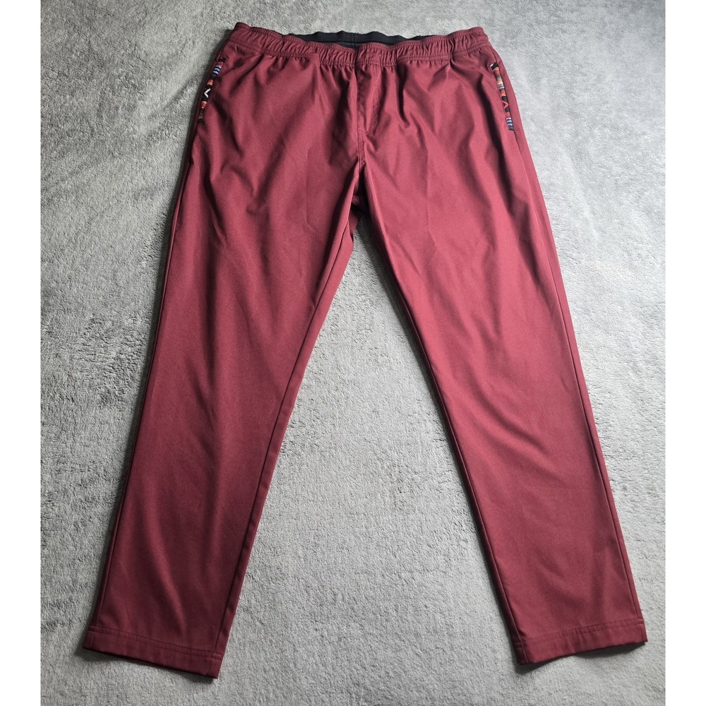 Wowie Sapien Pants Mens XL Maroon Burgundy Aztec Drawstring Stretch 29.5" Inseam